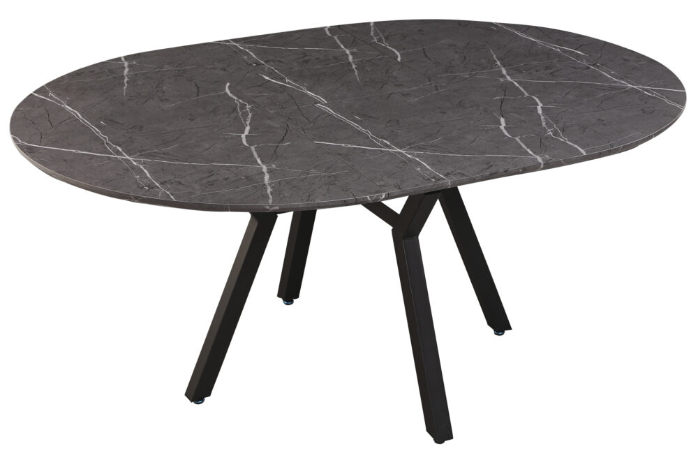 MESA COMEDOR REDONDA EXTENSIBLE PAUL 130 - 160 X 130 CM CERAMIC VULCANO / NEGRO.