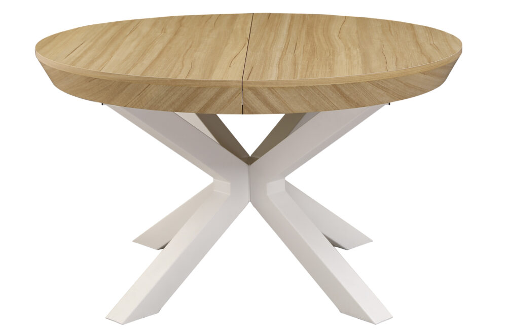 MESA COMEDOR REDONDA EXTENSIBLE BRADLEY 130 - 180 x 130 CM OAK / BLANCO