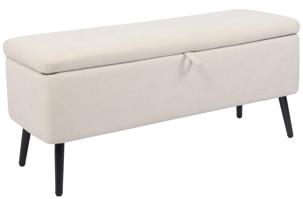 Baul tapizado MAISON microfibra crema