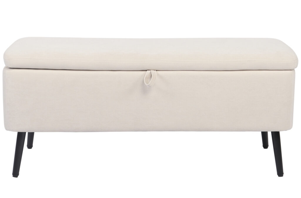 Baul tapizado MAISON microfibra crema