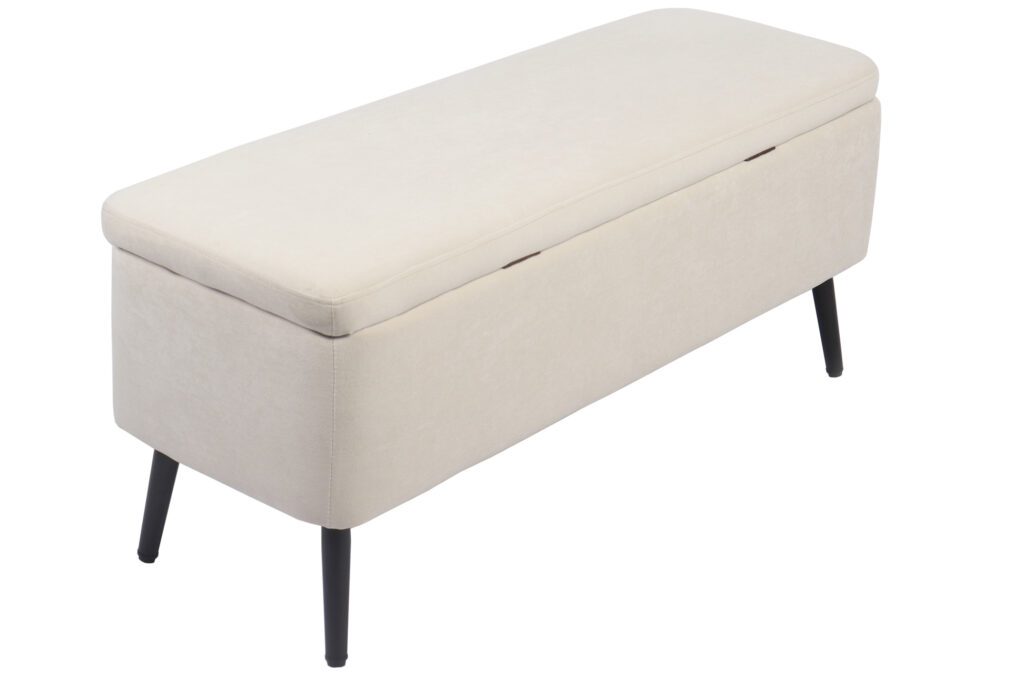 Baul tapizado MAISON microfibra crema