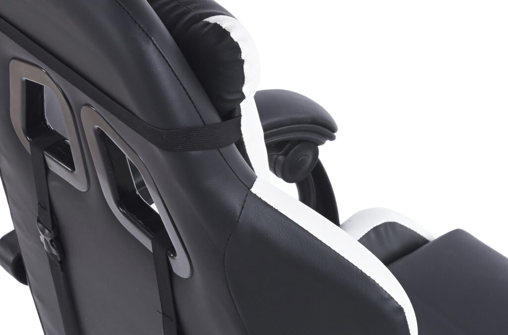 Sillón gaming giratorio Master en símil piel negro y blanco