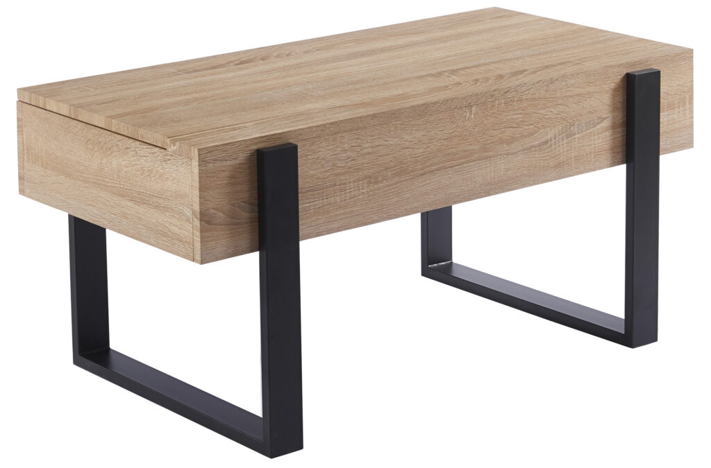 Mesa de centro elevable Industrial en roble y negro
