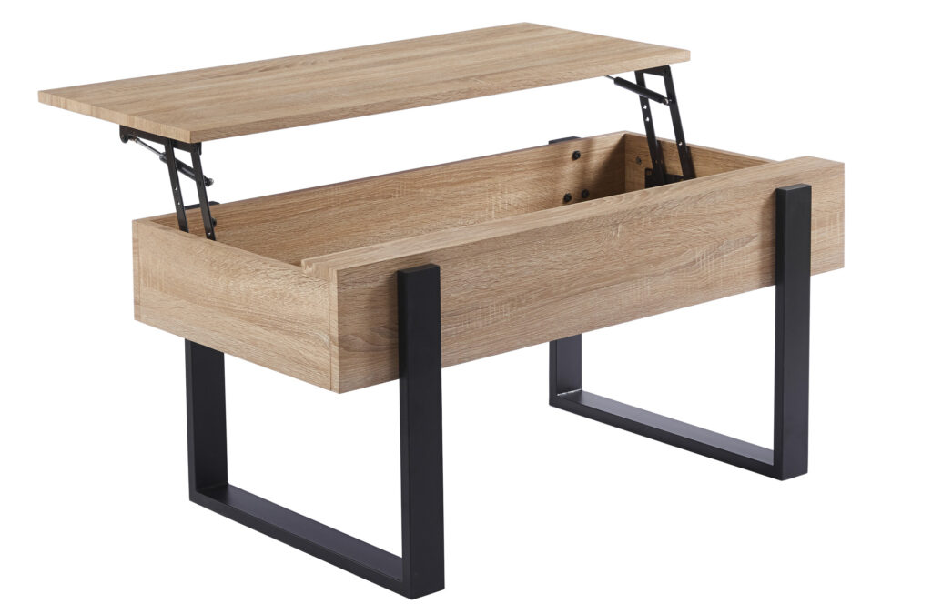 Mesa de centro elevable Industrial en roble y negro