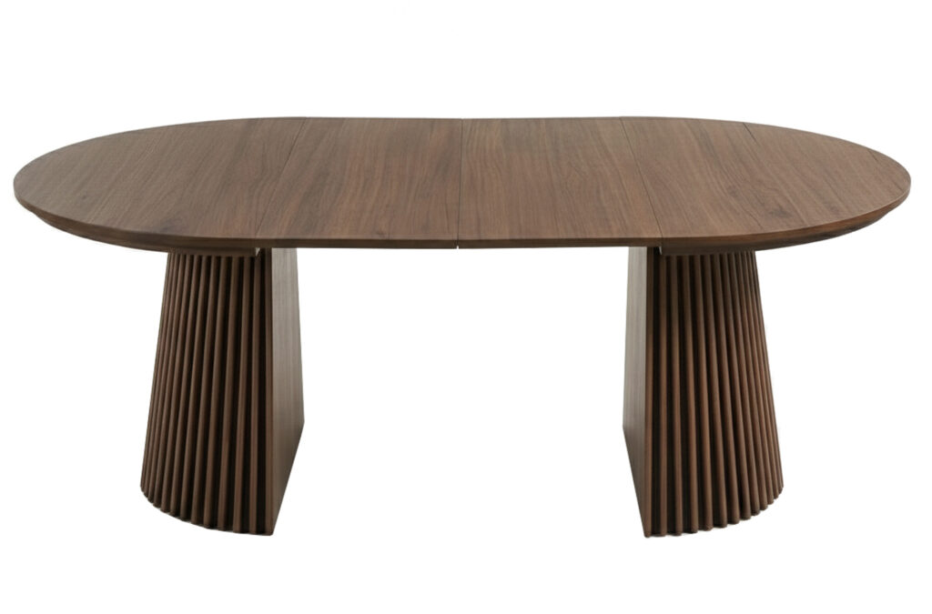 Mesa de comedor redonda extensible Keanu en nogal