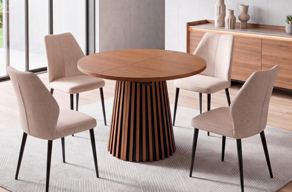 Mesa de comedor extensible Brandon 100-180 cm en nogal