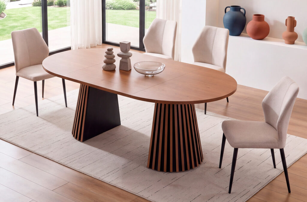 Mesa de comedor extensible Brandon 120-200 cm en nogal