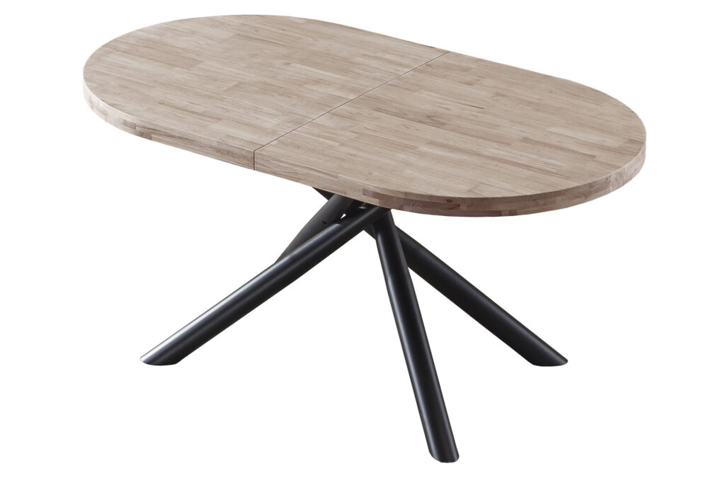 Mesa de comedor ovalada extensible Senda en roble Honey y negro