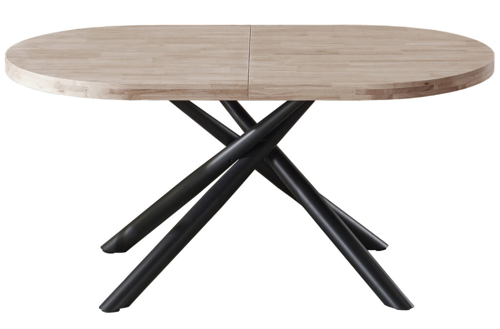 Mesa de comedor ovalada extensible Senda en roble Honey y negro