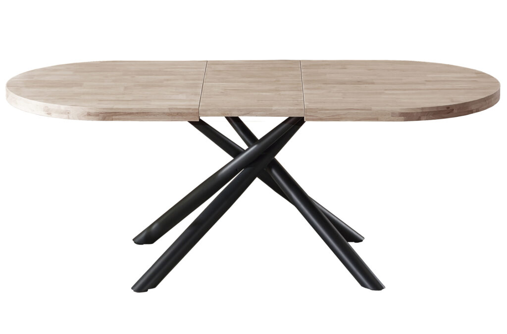 Mesa de comedor ovalada extensible Senda en roble Honey y negro
