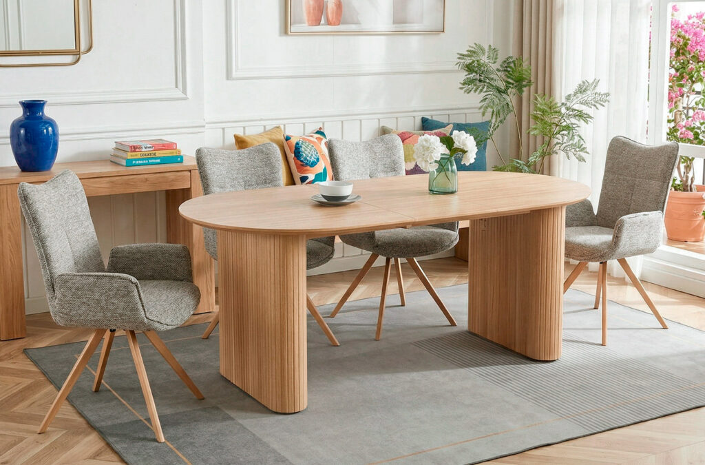 Mesa de comedor ovalada extensible Pietra en roble