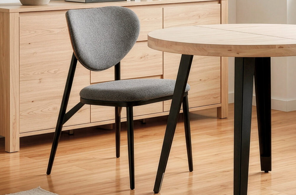 Silla de comedor Moon en tejido gris