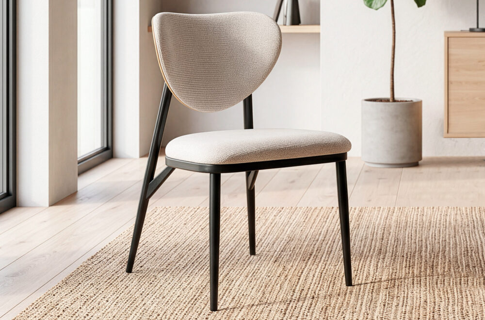 Silla de comedor Moon en tejido beige