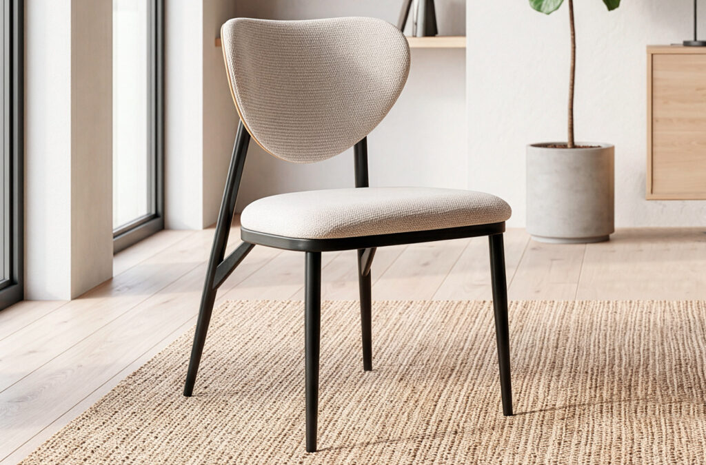 Silla de comedor Moon en tejido beige