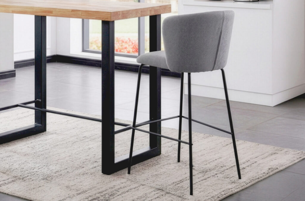 Taburete alto tapizado Margot 65 cm en tejido gris