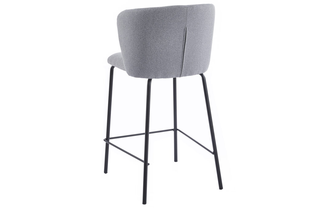 Taburete alto tapizado Margot 65 cm en tejido gris