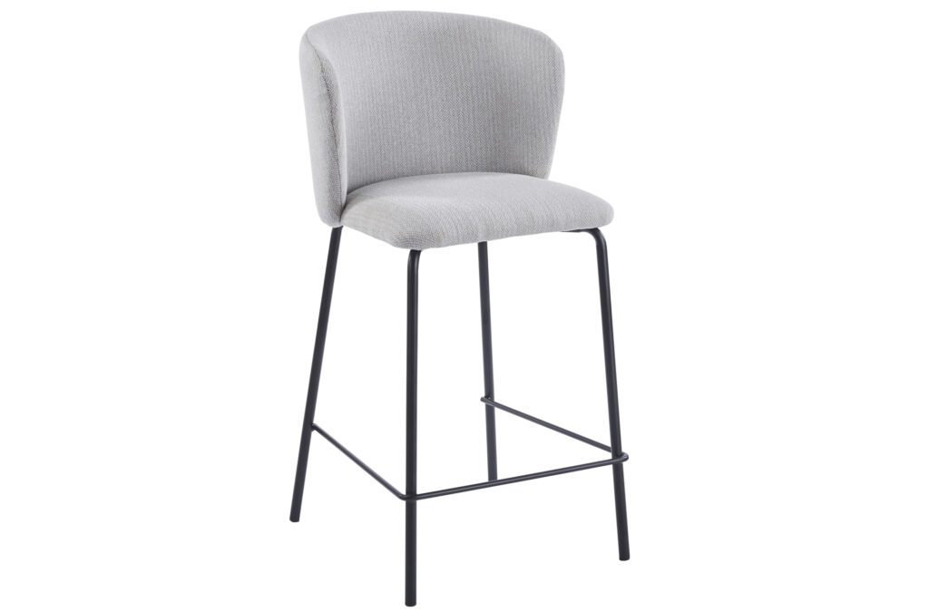 Taburete alto tapizado Margot 65 cm en tejido beige