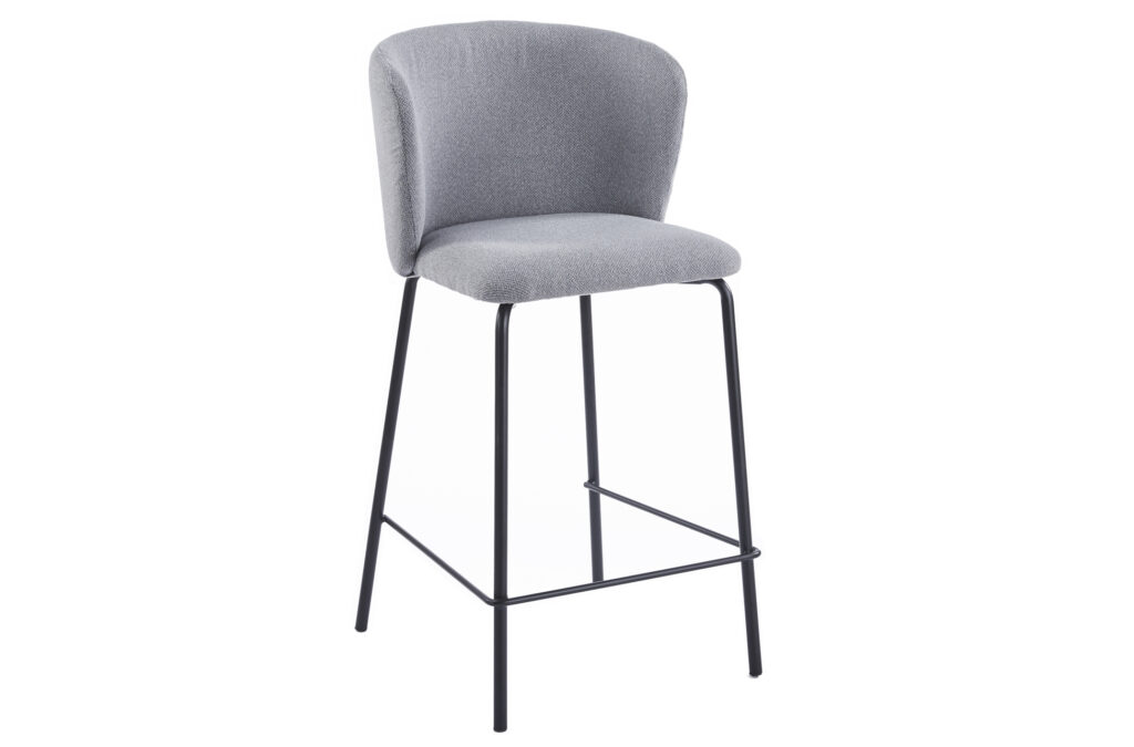 Taburete alto tapizado Margot 75 cm en tejido gris