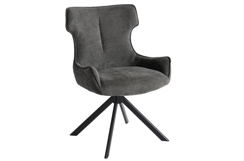Silla de comedor giratoria Robert en tejido gris