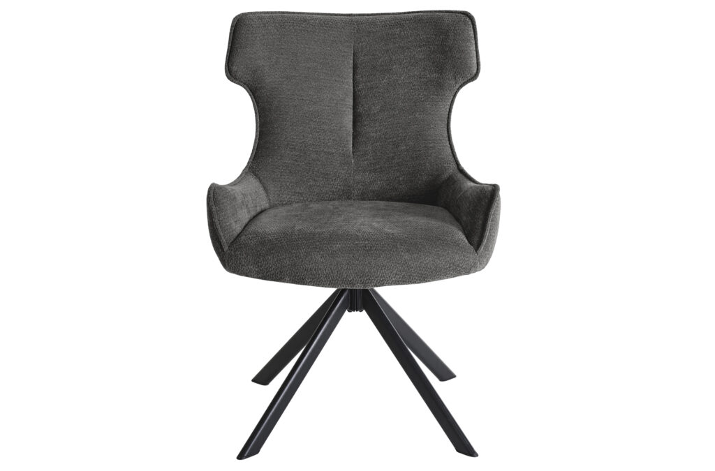 Silla de comedor giratoria Robert en tejido gris
