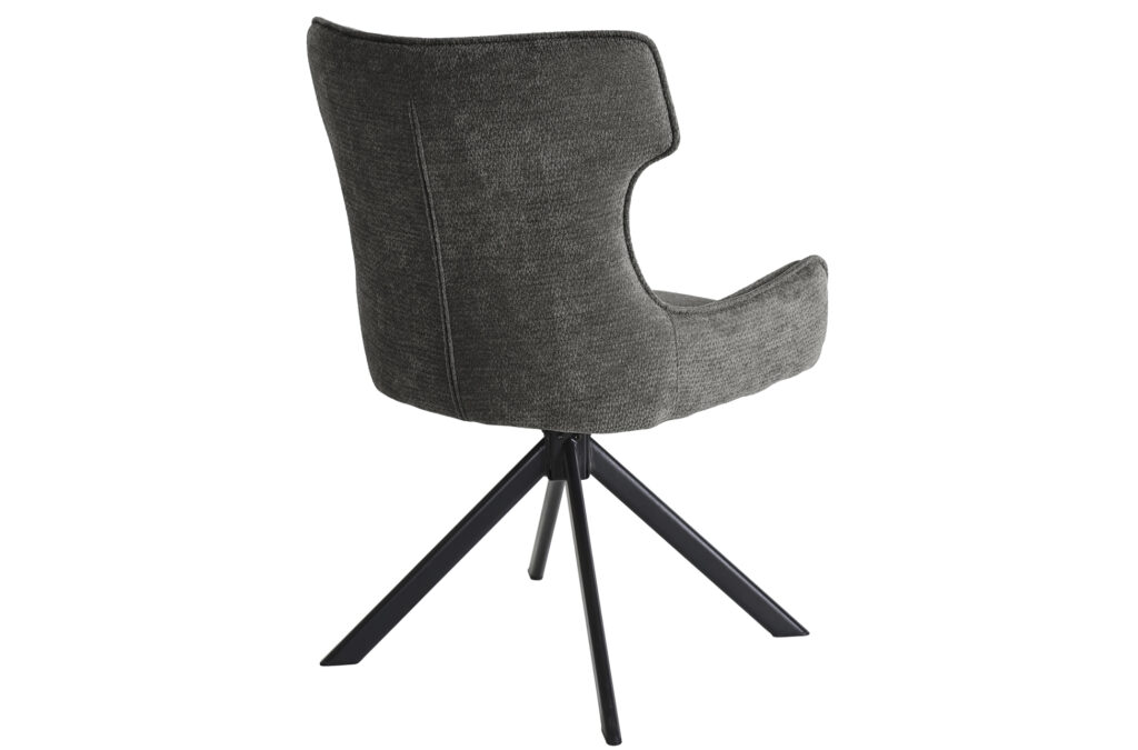 Silla de comedor giratoria Robert en tejido gris
