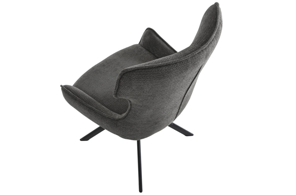Silla de comedor giratoria Robert en tejido gris
