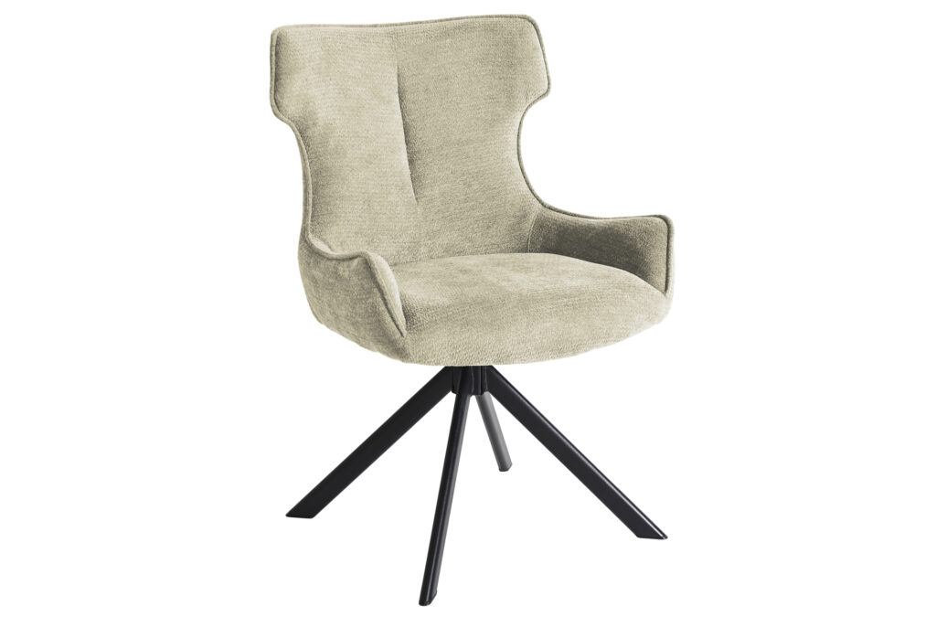 Silla de comedor giratoria Robert en tejido beige