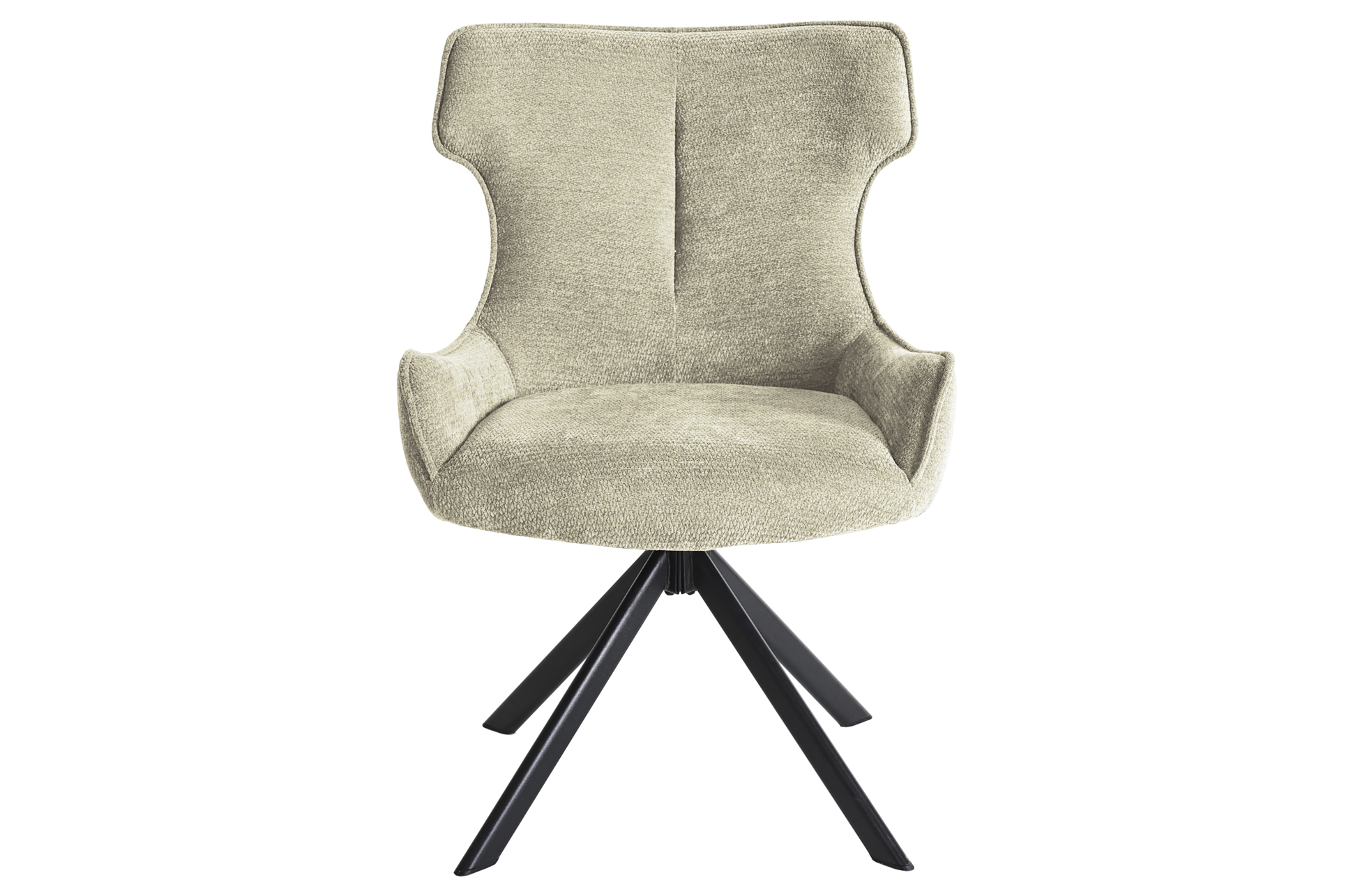 Silla de comedor giratoria Robert en tejido beige