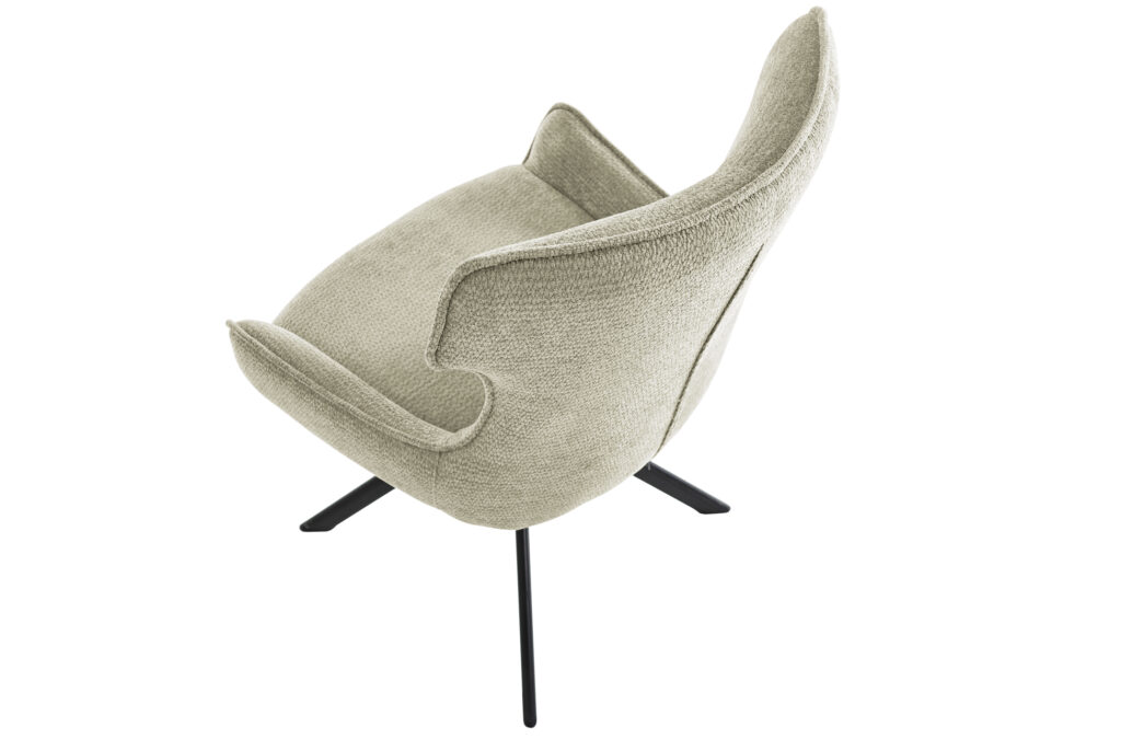 Silla de comedor giratoria Robert en tejido beige