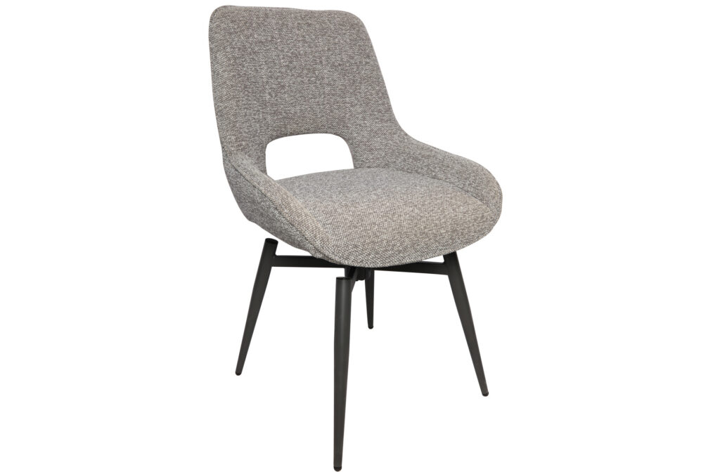 Silla de comedor giratoria Dara en tejido gris