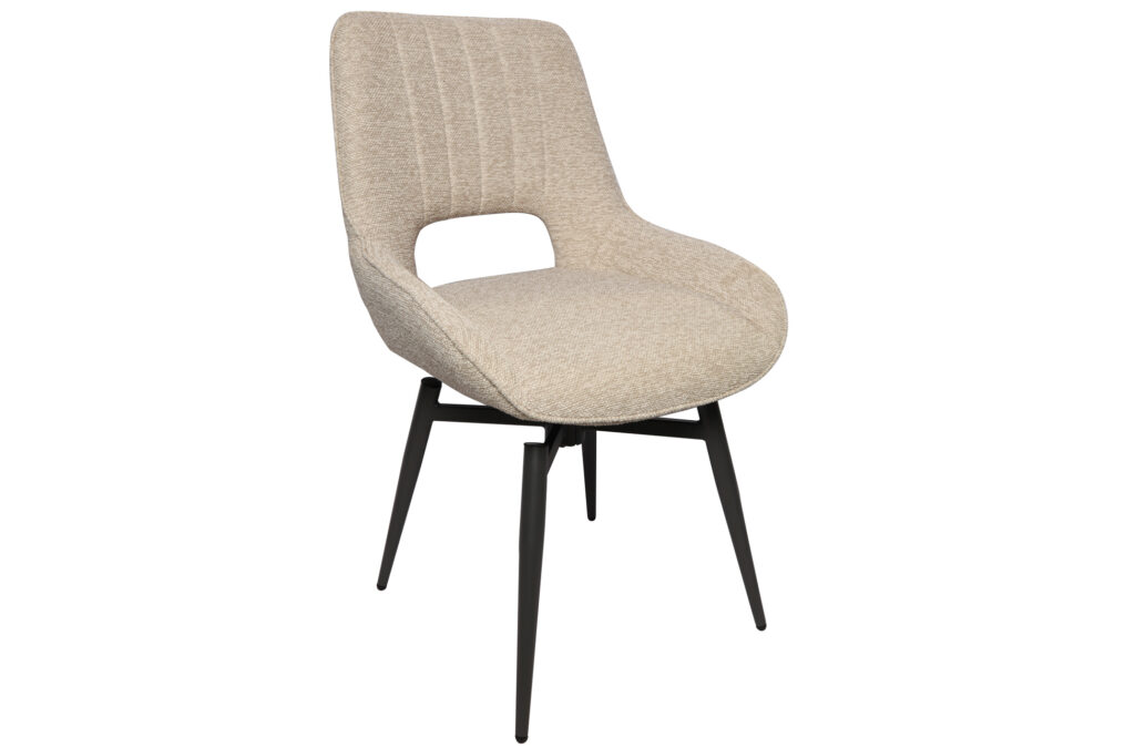 Silla de comedor giratoria Dara en tejido beige
