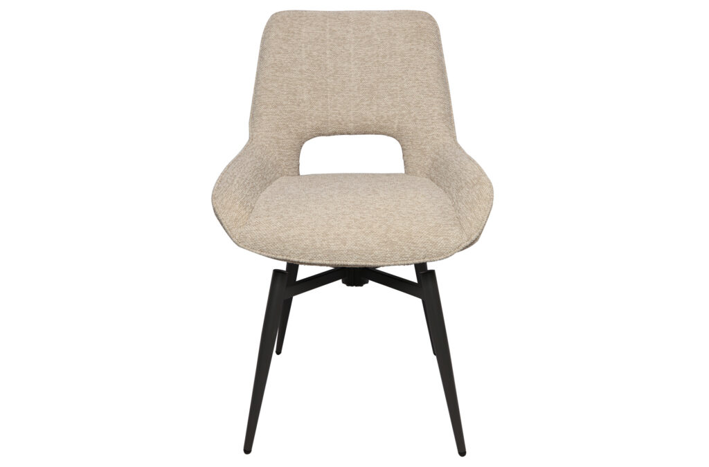Silla de comedor giratoria Dara en tejido beige