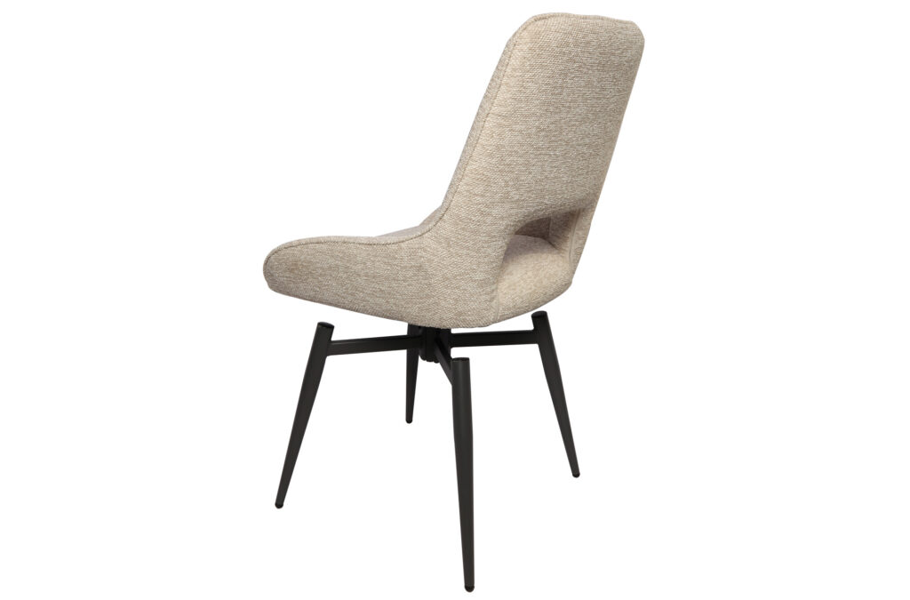 Silla de comedor giratoria Dara en tejido beige