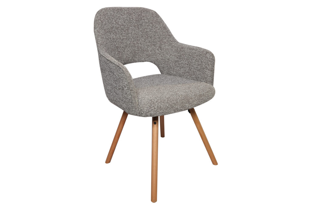 Silla de comedor giratoria Rimor en tejido gris
