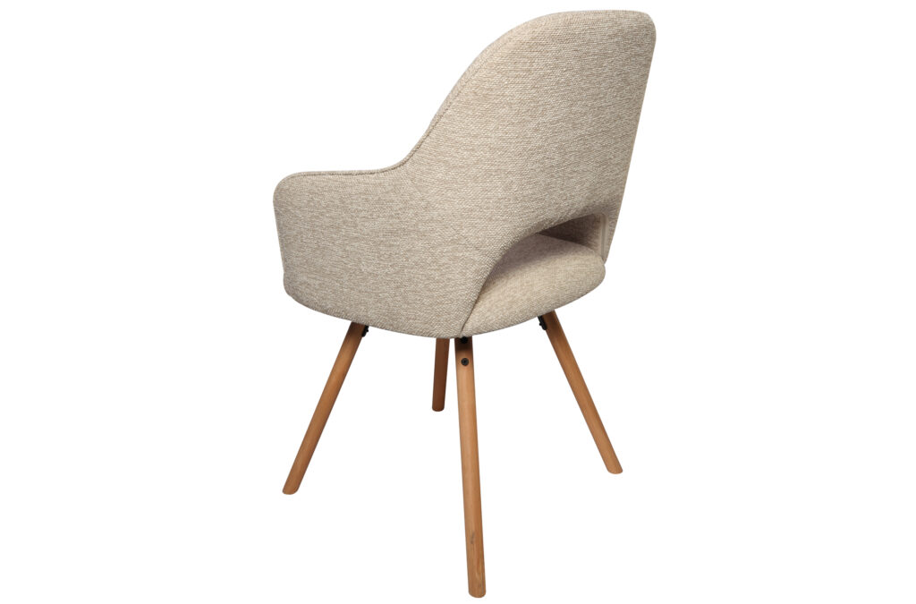 Silla de comedor giratoria Rimor en tejido beige