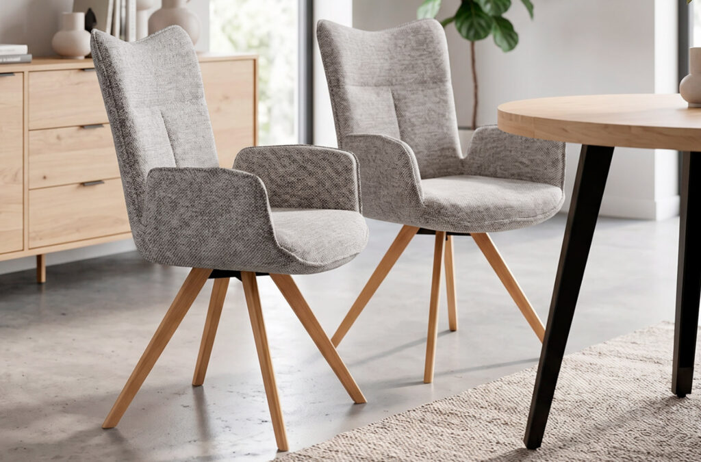 Silla de comedor Mireia en tejido gris