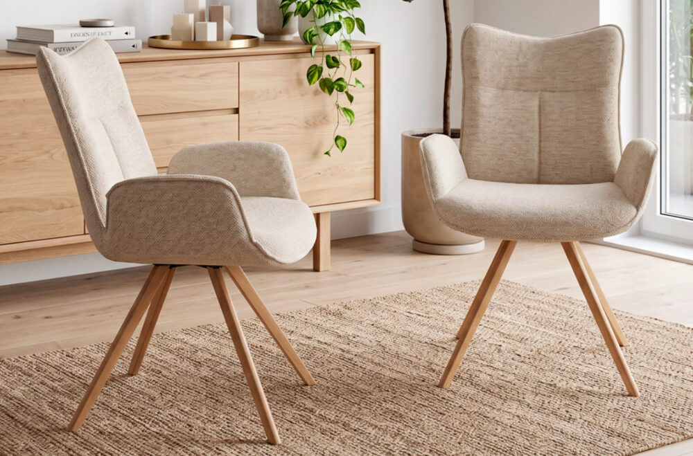Silla de comedor Mireia en tejido beige