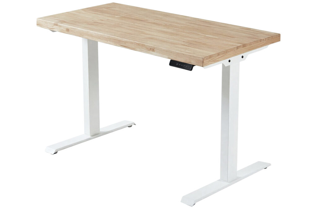 Mesa de escritorio elevable motorizada Stand en roble Nordish y blanco