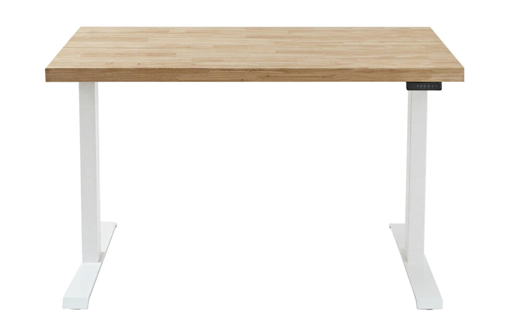 Mesa de escritorio elevable motorizada Stand en roble Nordish y blanco
