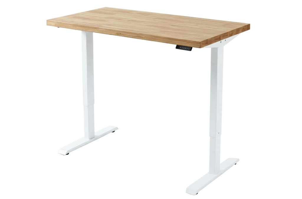 Mesa de escritorio elevable motorizada Stand en roble Nordish y blanco
