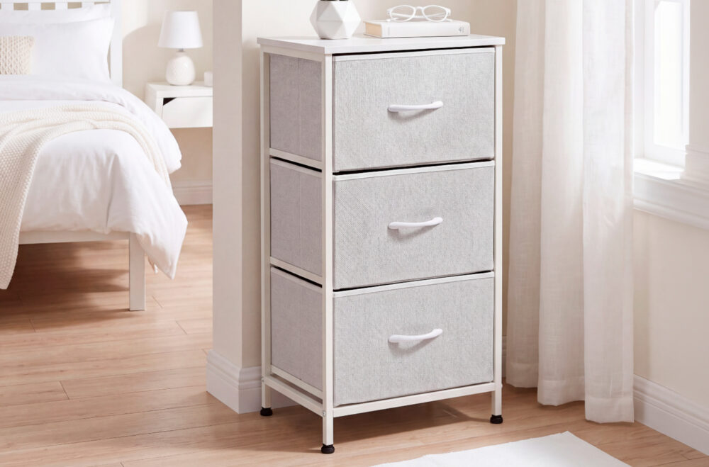 Organizador metálico de 3 cubos blanco
