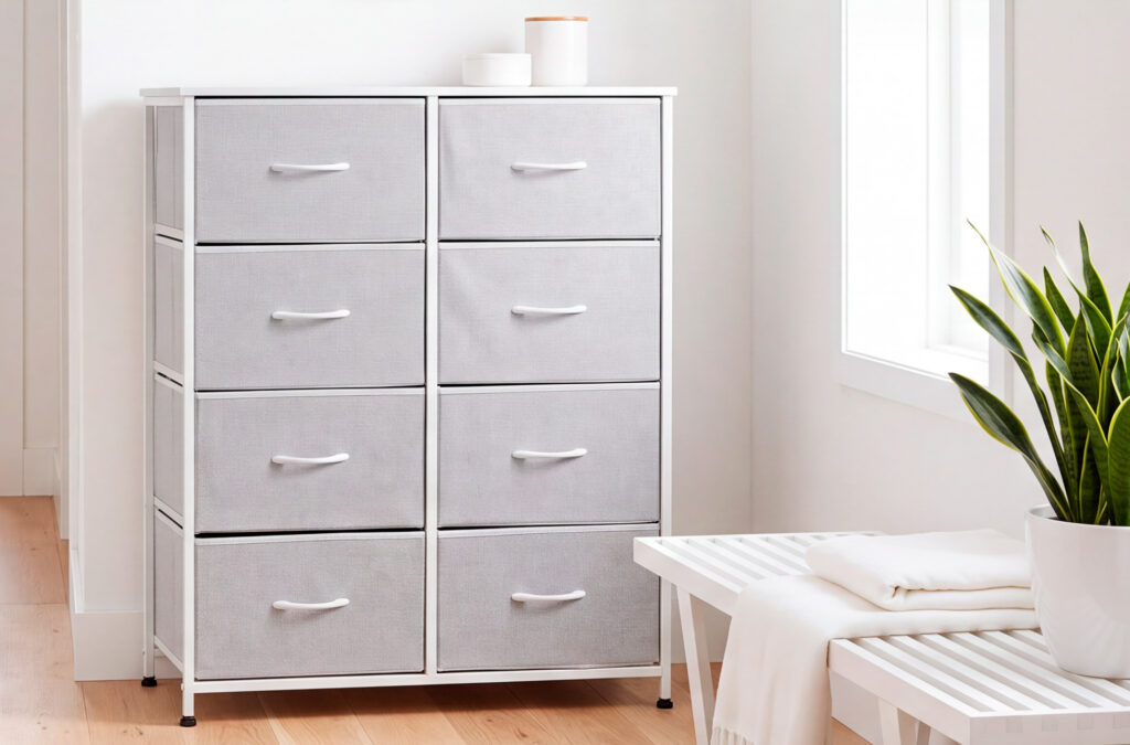 Estantería metálica de 8 cubos blanca