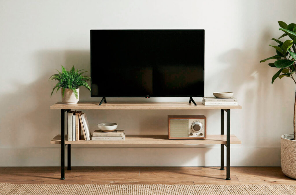 Mesa auxiliar y de TV Deck en roble y negro