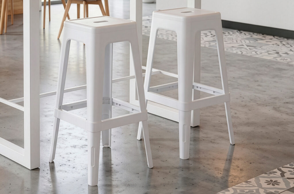 Taburete alto Tolix en polipropileno blanco