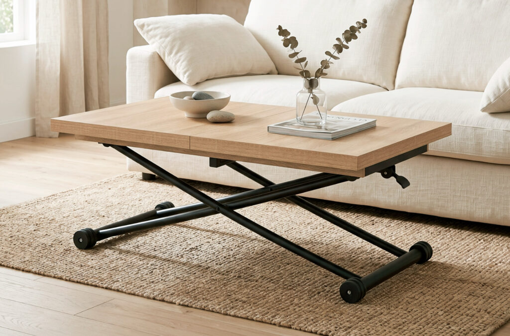 Mesa de centro elevable y extensible Taylor en roble y negro