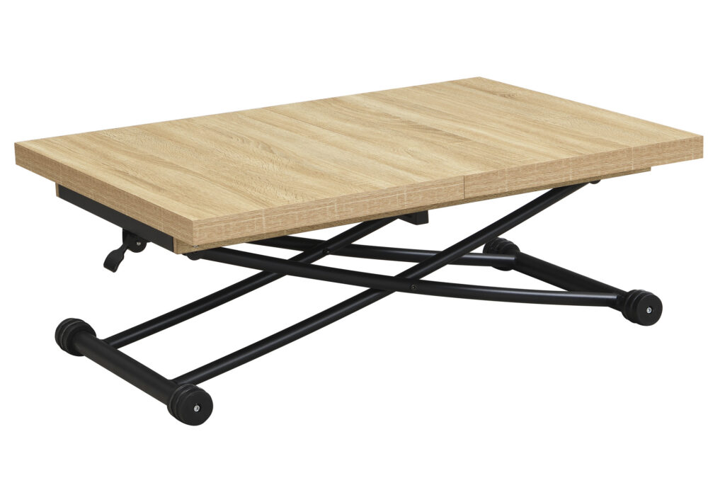 Mesa de centro elevable y extensible Taylor en roble y negro