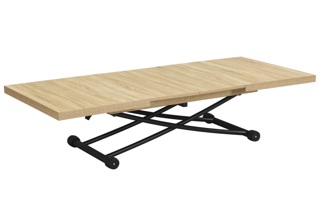 Mesa de centro elevable y extensible Taylor en roble y negro