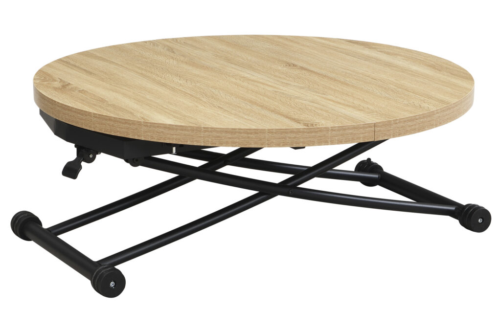 Mesa de centro elevable y extensible Gaga en roble y negro