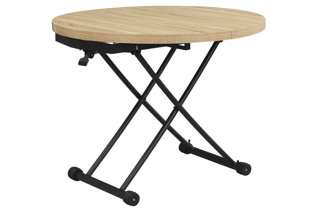 Mesa de centro elevable y extensible Gaga en roble y negro