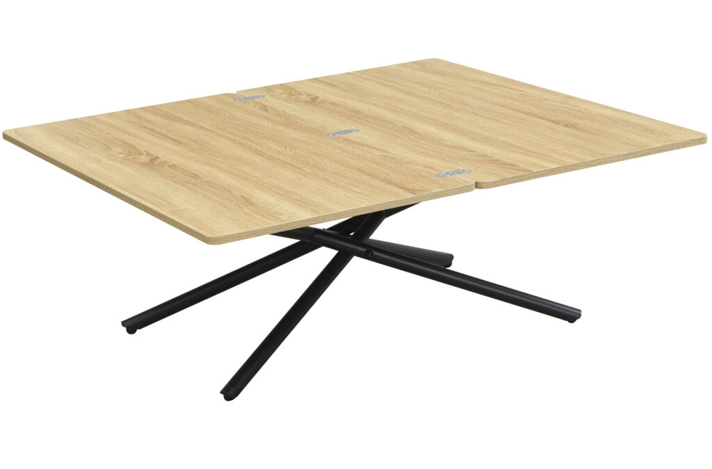 Mesa de centro elevable y extensible Katy en roble y negro